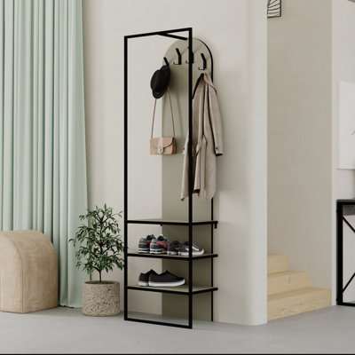 Decortie Modern Archy Hall Stand Coat Rack Hall Tree Stand With Shoe Rack For HallwayEntrance Hall 180(H)Cm Ash Green from B&Q