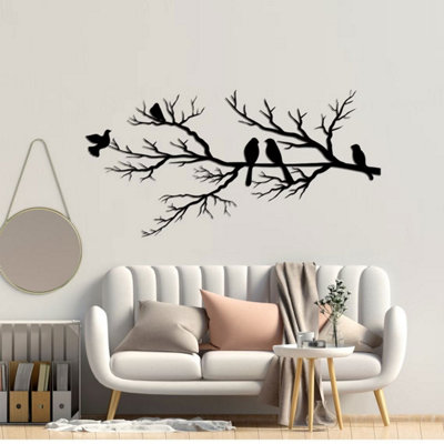 Decortie Birds On Branch Silhouette Metal Wall Decor 120X55Cm from B&Q