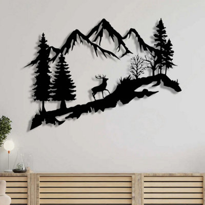 Decortie Mountain Peak And Forest Silhouette Metal Wall Decor 75Cm from B&Q