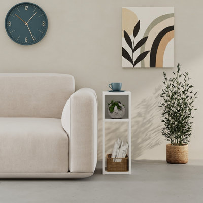 Decortie Modern Combayn 3 Cube Small Low Standing Book Shelf Contemporary Stackable Cube Storage Unit For Small Space (White) from B&Q