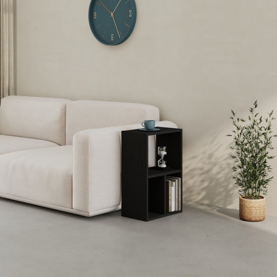 Decortie Modern Combayn Big Low Standing Book Shelf3 Open Storage Horizontal Or Vertical Compact Bookshelf Bedroom (Black Wood) from B&Q