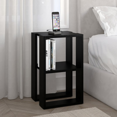 Decortie Lonie Modern Slim Bedside Table Nightstand 34Cm Bedroom Black H 55Cm from B&Q