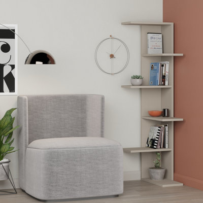 Decortie Saso Modern Corner Bookcase Display Unit Sandstone Medium 141(H)Cm from B&Q