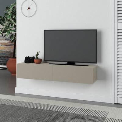 B&Q -  Francy Wall-Mounted Tv Unit Modern Media Centre Tv Cabinet 42" Sandstone 135Cm