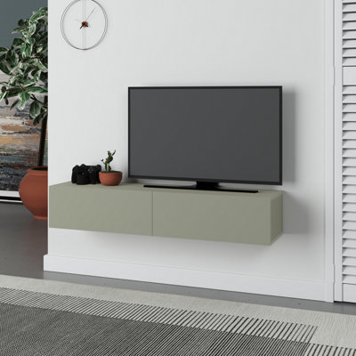 B&Q -  Francy Wall-Mounted Tv Unit Modern Media Centre Tv Cabinet 42" Ash Green 135Cm