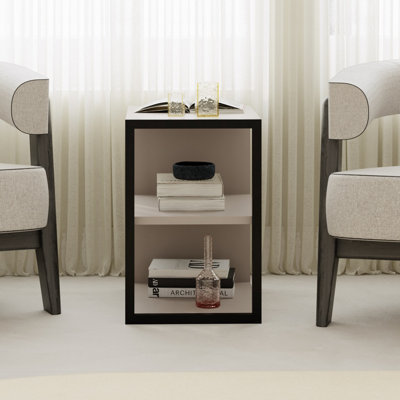 Decortie Echo Modern 3-Tier Sofa End Side Table Bedside Metal Frame Mocha Grey Living Room from B&Q