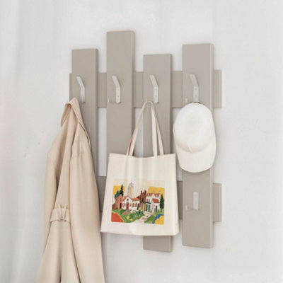 Decortie Wave Modern Wall-Mounted Coat Hanger With 8 Hooks Sandstone 64 Width