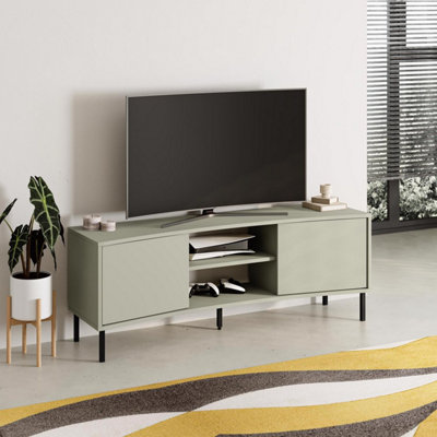 Fwstyle Unisex Green 2 Door Ash Curved Tv Unit Stand - Image 8