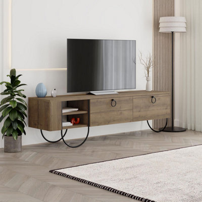 Fwstyle Unisex Brown Door Dark Oak Modern Tv Unit Stand In Size 2 - Image 7