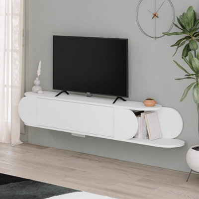 Fwstyle Brown Wall Mounted Tv Unit White Push To Open In - Image 8