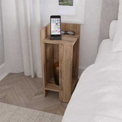 Decortie Elos Modern Narrow Left Module Bedside Table Nightstand 25Cm Drop-Door Storage Whiskey Oak from B&Q