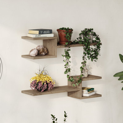 Decortie Set Of 2 Natural Oak Wall-Mounted Floating Shelf - Image 6