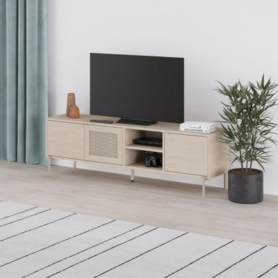 Decortie Modern 164Cm Tv Stand Unit Up To 55" Tvs With 3 Soft-Close Doors2 Open Shelves StorageLaser-Cut PatternSonoma Oak from B&Q