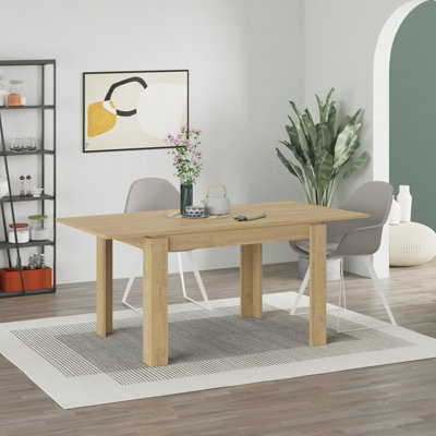 Decortie Tolmen Dining Table Rectangular Extendable Table For 4 Seater Contemporary Kitchen Table 120Wcm Living RoomOak from B&Q