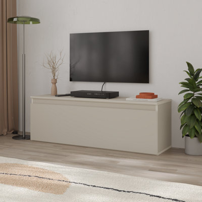 B&Q -  Modern Tv Stand Unit Media Centre Tv Cabinet 120Cm 2 Door Storage Soft-Close Drop-Down Sandstone