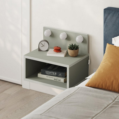 Decortie Oak Floating Bedside Table - Green - 30cm - Image 7