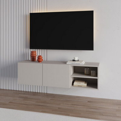 B&Q -  Modern Conrad Tv Unit Up To 50 Inch Tvs 2 Soft Close Door Entertainment Centre 140Cm Living Room Easy Assembly Sandstone