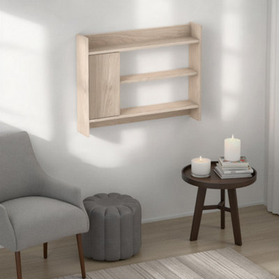 Decortie Unisex Light Beige 'Fleet' Wall-Mounted Shelf Unit With Cabinet In - Image 5