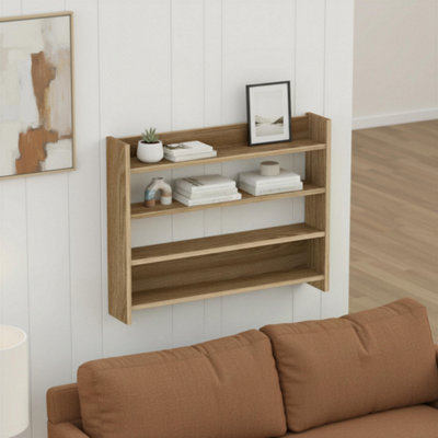 B&Q -  Lane 4-Tier Wall Shelf Whiskey Oak 85 X 15 X 66 Cm