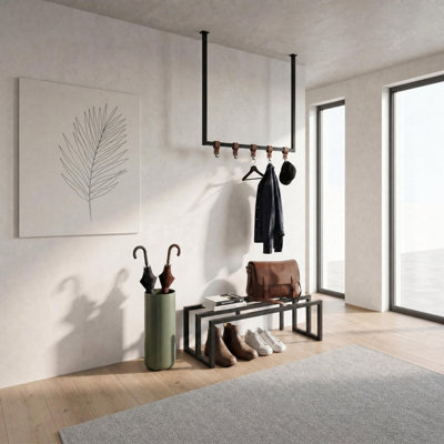 Decortie Roya Hall Set With Shoe Rack And Hook Rail - Black - Image 3