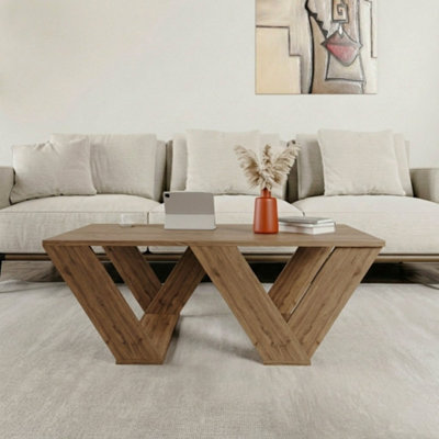B&Q -  Pipra Rectangular Coffee Table Dark Oak Effect 110 X 60 X 40 Cm