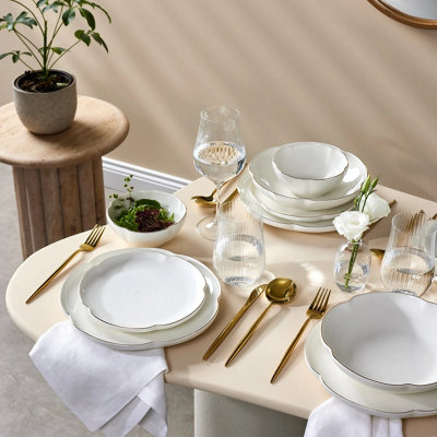 Karaca Flora 24-Piece Bone China Dinner Set For 6 PeopleGold from B&Q