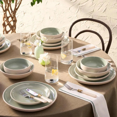 Karaca Abby 24-Piece Stoneware Dinner Set For 6 PeopleGreen