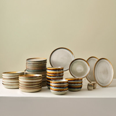 Karaca Earth Collection Earthy Reactive Glaze 52-Piece Stoneware Dinner Set For 12 PeopleMulti