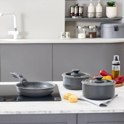 Karaca Comfort 6-Piece Induction Non-Stick Detachable Cookware SetBlack from B&Q