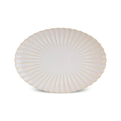 Karaca New Daisy Oval Stoneware Serving Platter, 36Cm, White