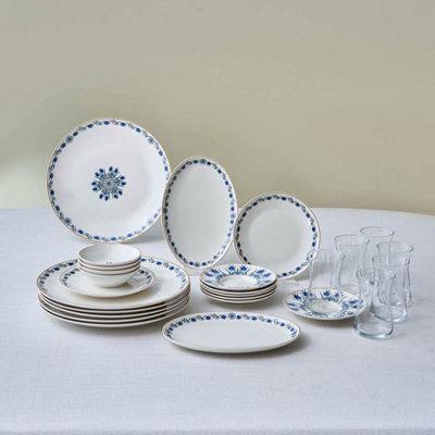 B&Q -  Bone China Iznik 26-Piece Serveware Set For 6 PeopleMulti