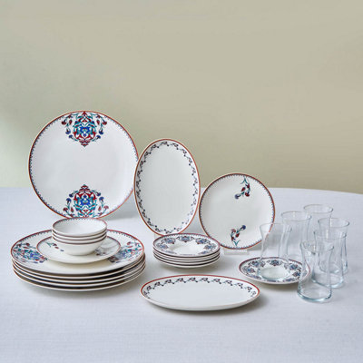 B&Q -  Bone China Nakkas 26-Piece Serveware Set For 6 PeopleMulti