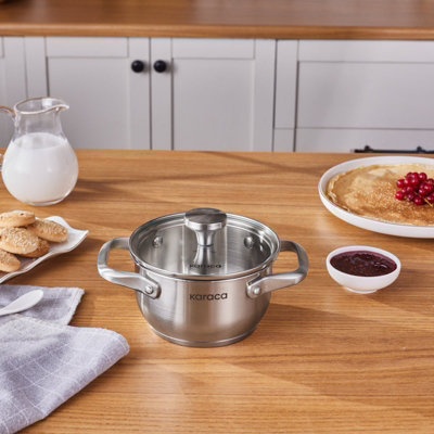Karaca Elite Stainless Steel Induction Mini Stock Pot & Lid14CmSilver from B&Q
