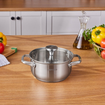 Karaca Elite Stainless Steel Induction Stock Pot & Lid18CmSilver