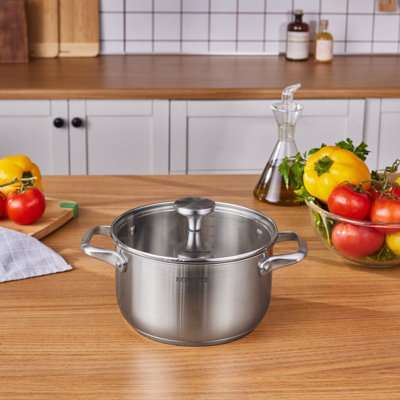 Karaca Elite Stainless Steel Induction Stock Pot & Lid20CmSilver from B&Q