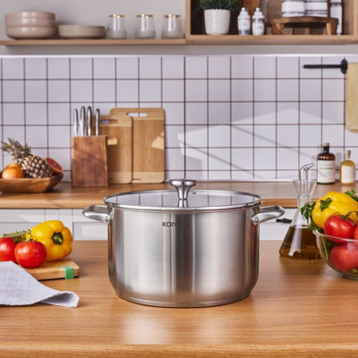 Karaca Elite Stainless Steel Induction Stock Pot & Lid28CmSilver