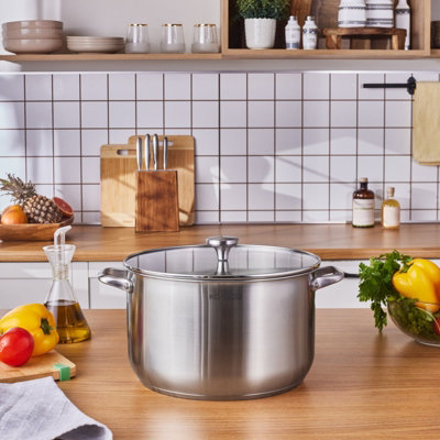 Karaca Elite Stainless Steel Induction Stock Pot & Lid30CmSilver
