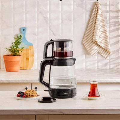 Karaca Glass Tea Xl 2 In 1 Glass Tea Maker1900WSpace Grey from B&Q