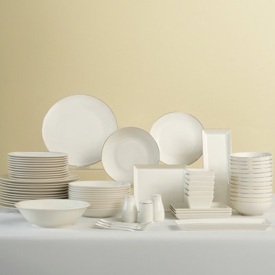 Karaca Bone China Donatella 70-Piece Dinner Set For 12 PeopleGold White from B&Q
