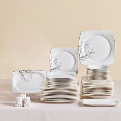 Karaca Square Bone China Autumn 53-Piece Dinner Set For 12 PeopleWhite from B&Q