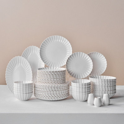 Karaca Stream Bone China Umbrella 53-Piece Dinner Set For 12 PeopleWhite from B&Q