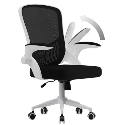 Onemill Ergonomic Office Desk Chair With Flip-Up Armrests And Lumbar Support-White from B&Q