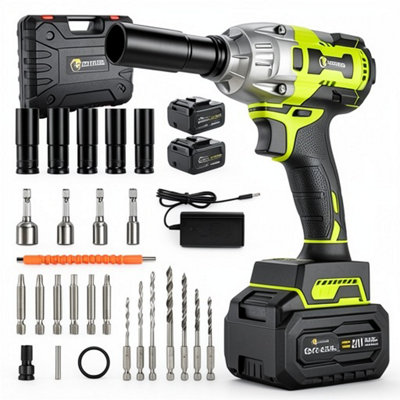 21V Cordless Impact WrenchElectric Ratchet Nut Gun Set With Battery from B&Q