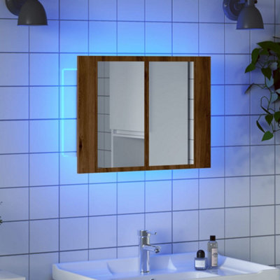 Berkfield Led Mirror Cabinet Artisan Oak 60X12x45 Cm Engineered Wood