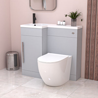 Nes Home Matte Grey Lh Vanity Wc Unit With Resin Basin & Btw Toilet from B&Q