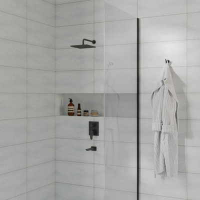 Ceramica Pearl Lustre Pearlescent White Matt Marble Effect Ceramic Indoor Wall TilePack Of 6(L)600mm (W)300mm from B&Q