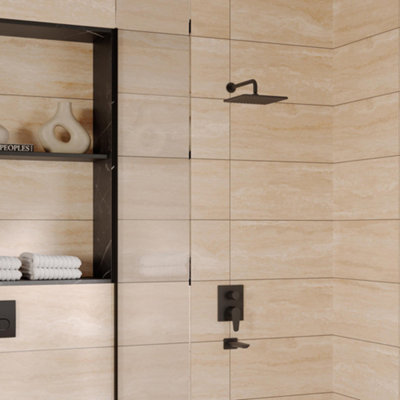 Ceramica Beige Matt Travertine Effect Ceramic Indoor Wall TilePack Of 6(L)600mm (W)300mm from B&Q