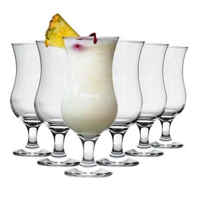 LAV Glassware Lav 6X Fiesta Pina Colada Glasses460Ml Large Tall Hurricane Pineapple Martini Milkshake Party Drinking Glass Set from B&Q