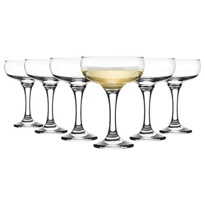 LAV Glassware Lav 6X Misket Glass Champagne Saucers235Ml Vintage Glass Espresso Martini Prosecco Wine Gin Coupe Glasses Gift Set from B&Q