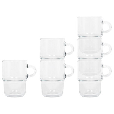 6x LAV Clear 350ml Cozy Stacking Glass Coffee Cups Tea Latte Cappuccino Glasses - Image 5
